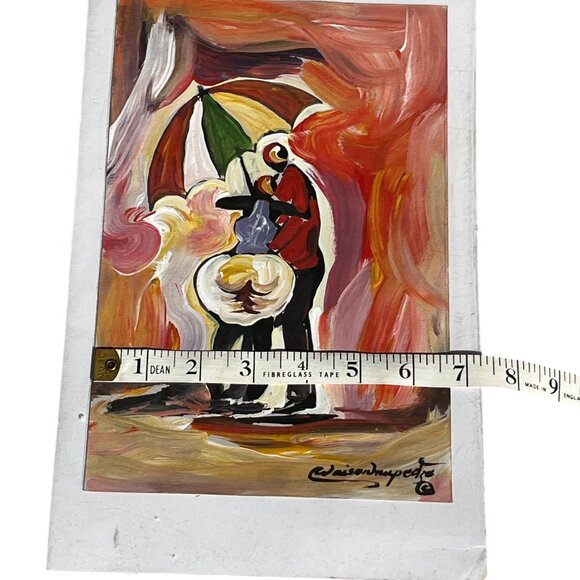 ORIGINAL ART Acrylic Painting on Paper "Splendid Lovers" Fat Botttomed Girl - Picture 7 of 8